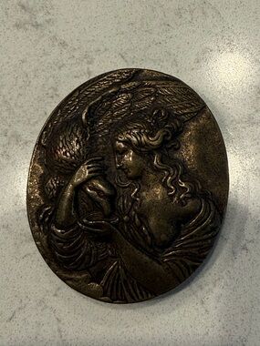 Vintage brass oval belt buckle